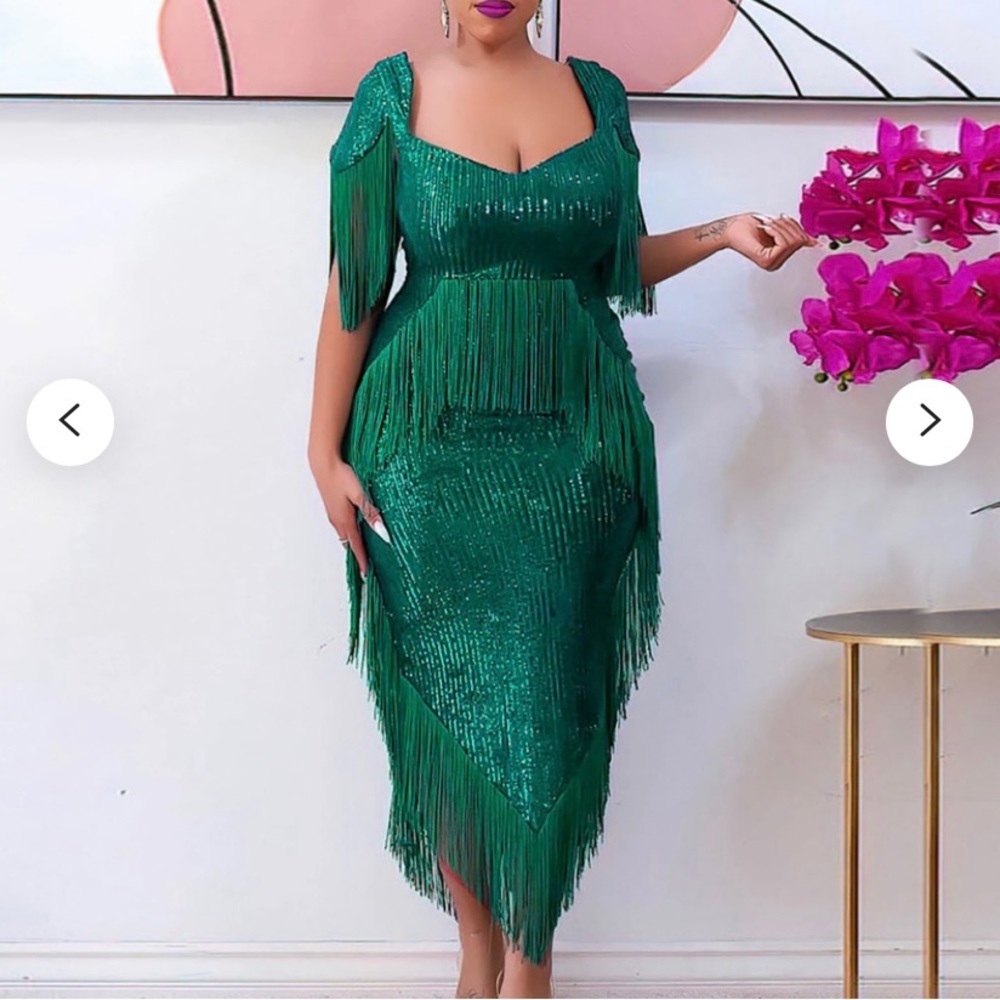 1920s Green Sequin Flapper Dress